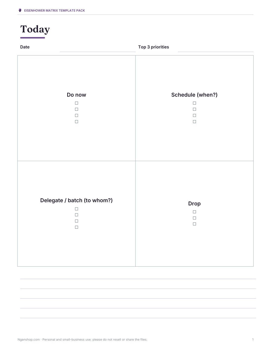 Preview of the first page of Daily matrix (PDF/DOCX)